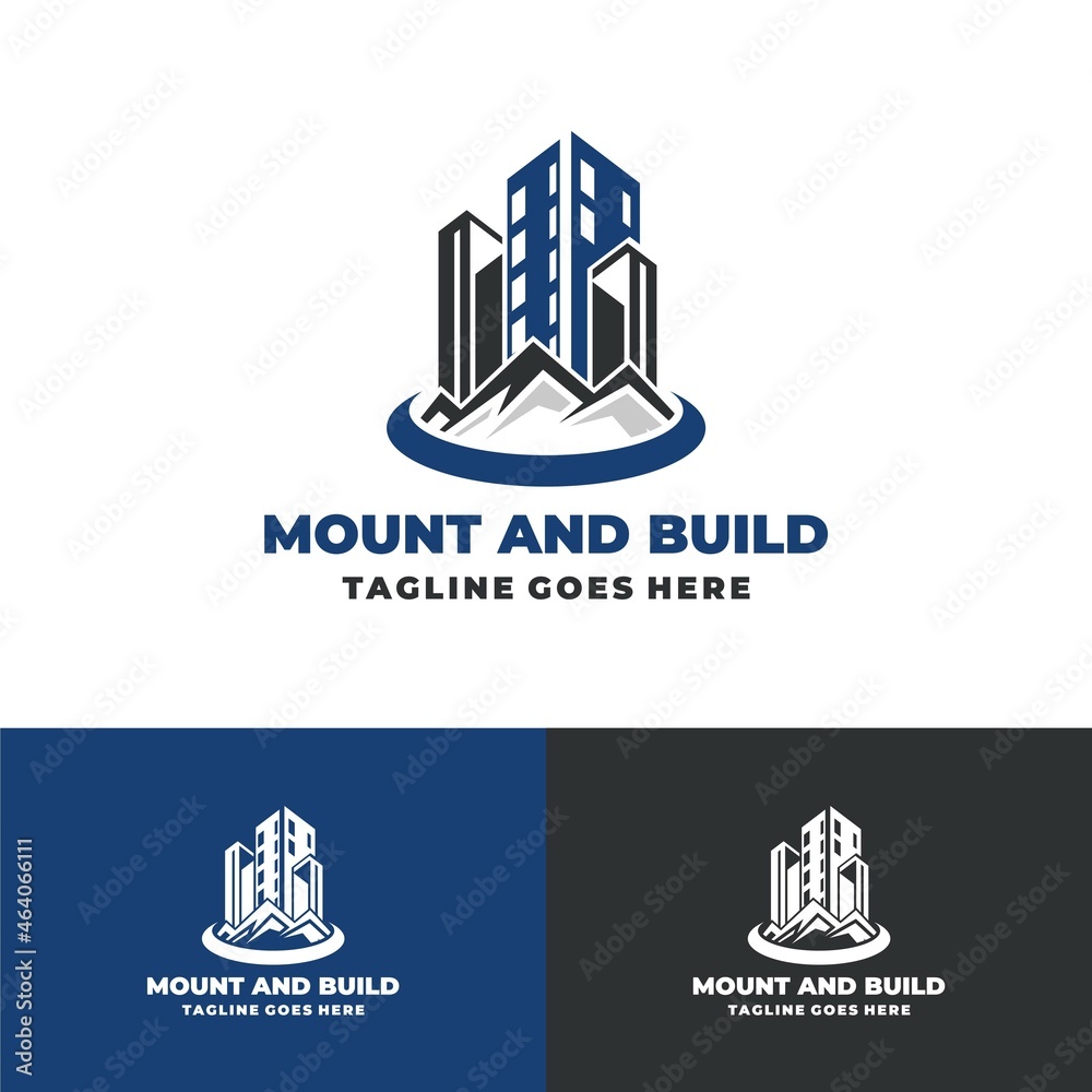 Mountains and Buildings logo design real estate vector logo template Logo