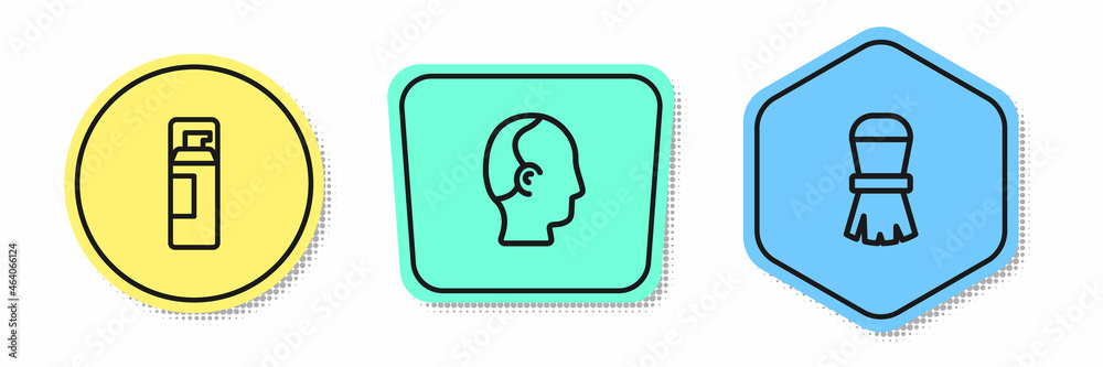 Set line Shaving gel foam, Baldness and brush. Colored shapes. Vector Set line Shaving gel foam, Baldness and brush. Colored shapes. Vector