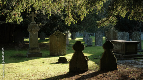 Gravestones in Churchyard, St Oswalds, Grasmere Lake District photo