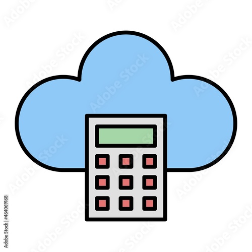 Vector Cloud Calculating Filled Outline Icon Design