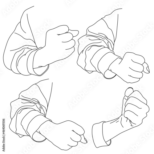 It is a line drawing at hand that holds the fist. I manually traced the photo.