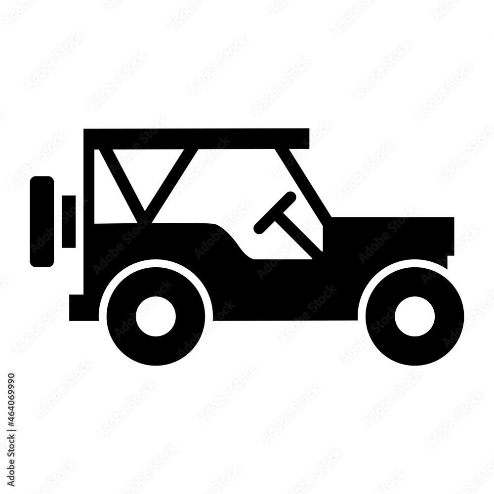  Vector Army Jeep Glyph Icon Design