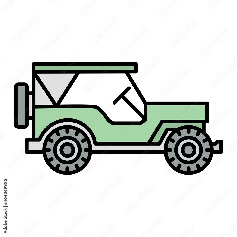 Vector Army Jeep Filled Outline Icon Design
