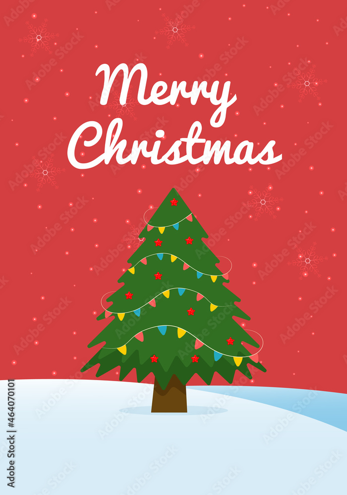 New Year 2022 card. Winter card design illustration for greetings, invitation, flyer, brochur. Christmas tree