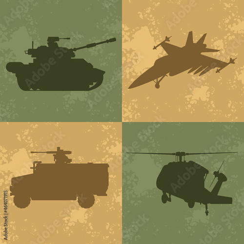four military weaponry silhouettes