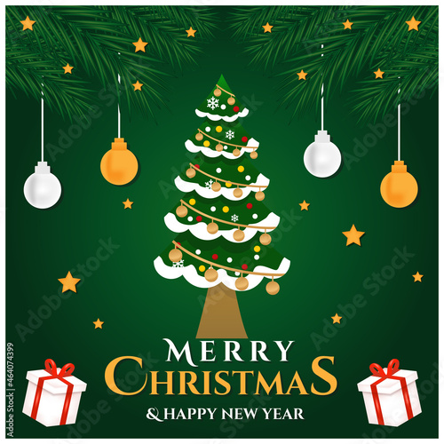 merry christmas and happy new year greeting, banner and background template