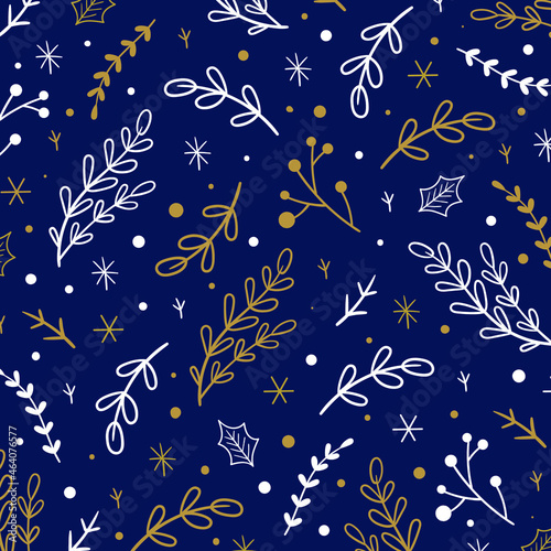 Holiday seamless pattern. Winter cute background. Vector illustration