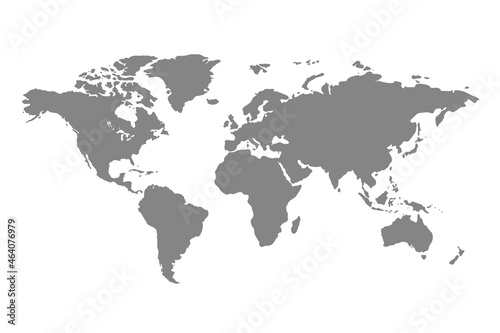 World map vector  isolated on white background. Flat Earth  gray map template for web site pattern  annual report  infographics. Globe similar world map icon. vector EPS10 