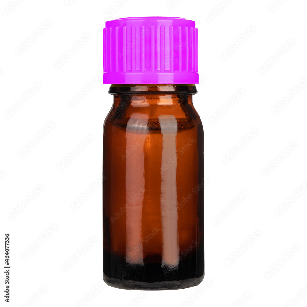 Medical glass Bottle. Medicine bottle of amber glass with pink cap isolated on white background. Mock up. Medical glass Bottle. Medicine bottle of amber glass with pink cap isolated on white background. Mock up.