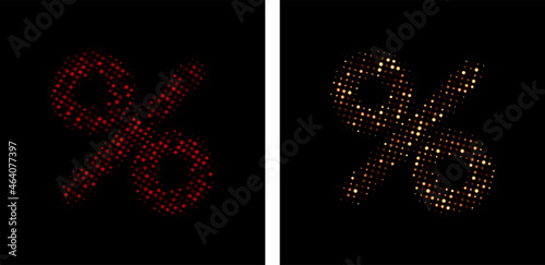 Set of red and golden halftone percent.