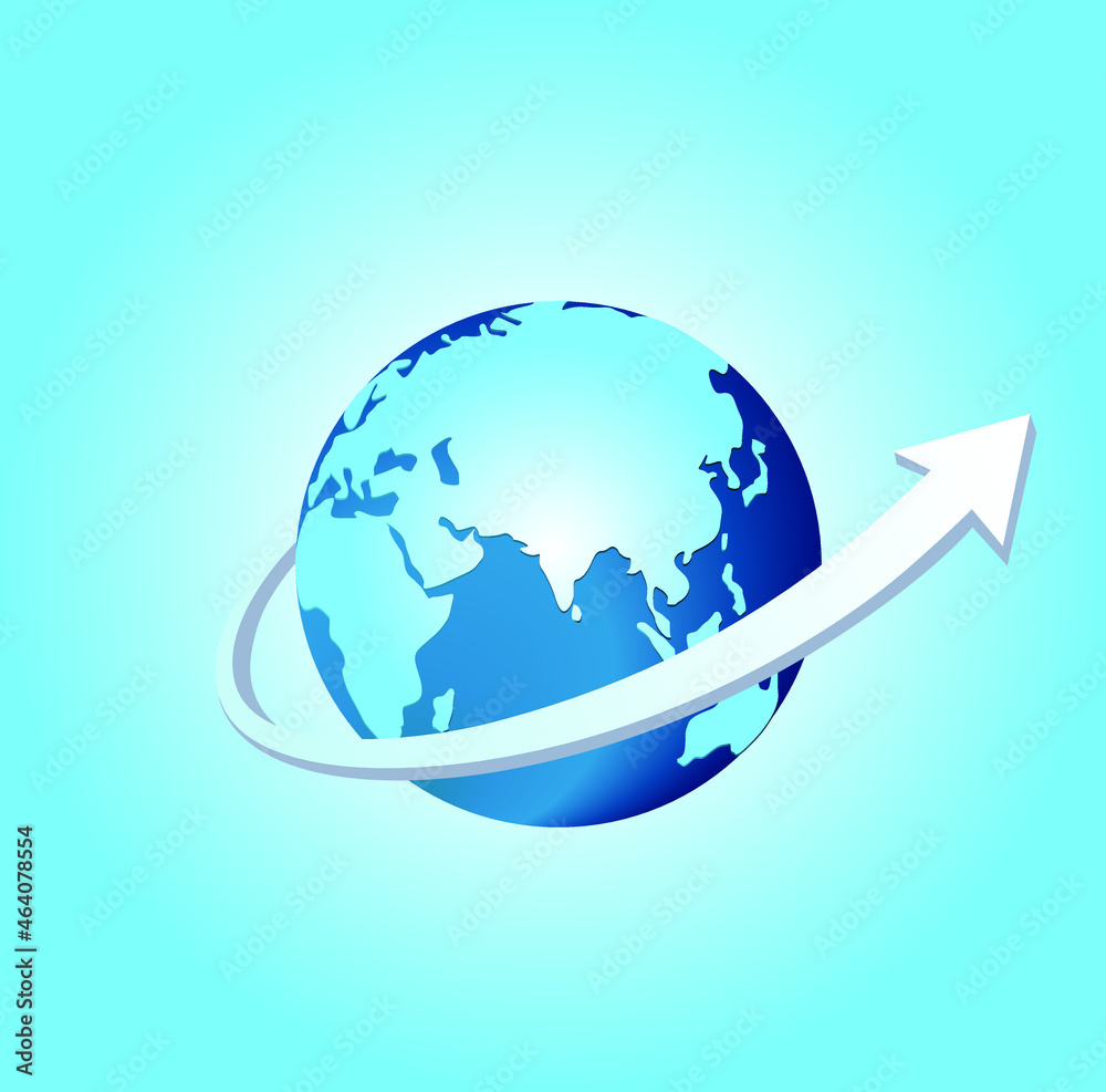 Naklejka premium earth and growing arrow. India and grow logo.