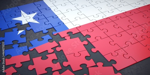 Εκτύπωση καμβά Messy pieces of puzzle with flag of Chile.