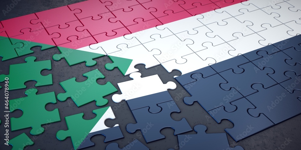 Messy pieces of puzzle with flag of Sudan. Messy pieces of puzzle with flag of Sudan.