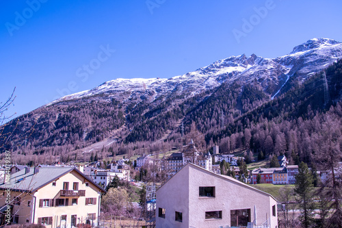 Alpine landscape from Pontresina, a peak and ski resort above the Val Bernina in Graubünden © lucazzitto
