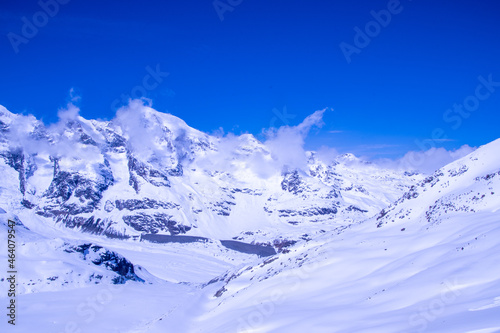 Alpine landscape from Diavolezza, a peak and ski resort above the Val Bernina in Graubünden