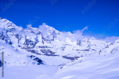 Alpine landscape from Diavolezza, a peak and ski resort above the Val Bernina in Graubünden