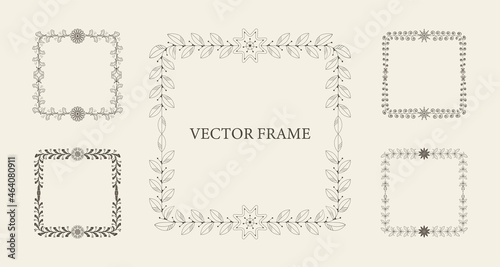 Set of flower frames vector.