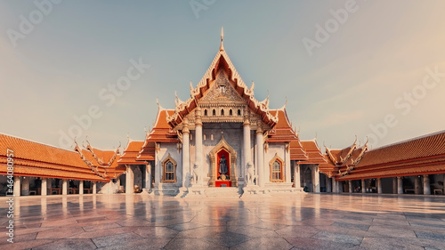 Photography Wat Benchamabophit temple in Bangkok city