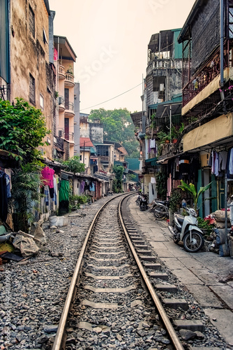 Train street in Hanoi, Vietnam © Stockbym