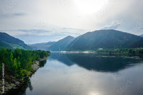 Fototapeta Naklejka Na Ścianę i Meble -  Yenisei River and Sayano-Shushenskaya Hydro Power Plant