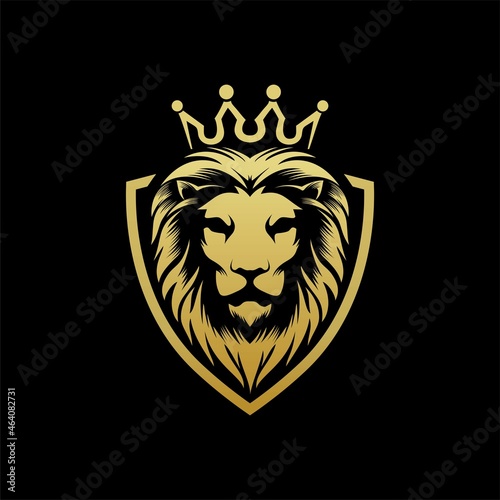 Fototapeta Naklejka Na Ścianę i Meble -  Luxury gold lion king logo template