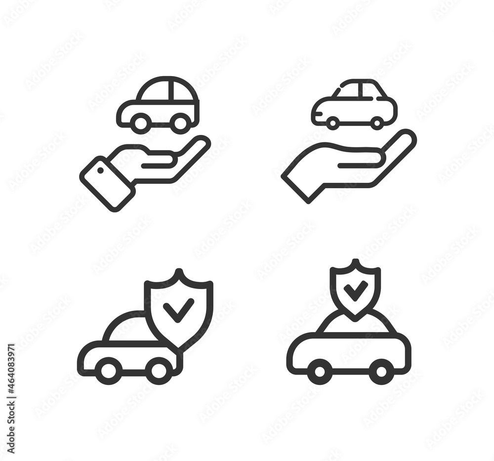 Car insurance vector icon set. Car protection