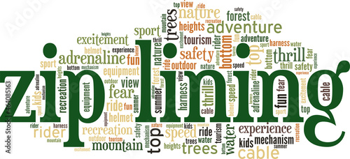 Zip Lining vector illustration word cloud isolated on white background.