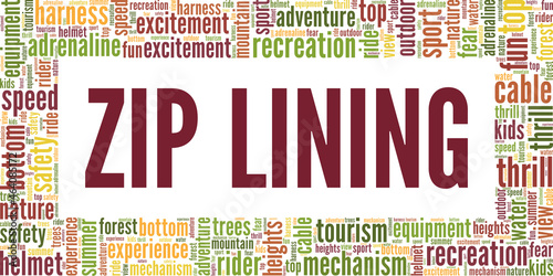 Zip Lining vector illustration word cloud isolated on white background.