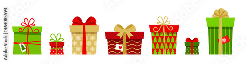 Christmas gifts boxes collection. Vector illustration isolated on white background