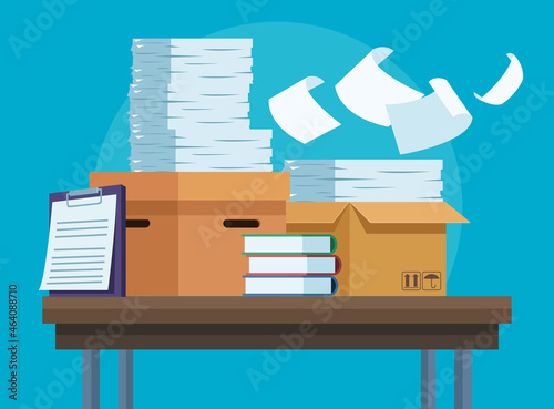 paperwork documents in desk