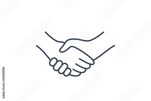 Simple Handshake Line Icon. Two Hands Make a Deal Illustration isolated on White Background. Usable for Business and Cooperation Logos. Flat Vector Icon Design Template Element. © sangart