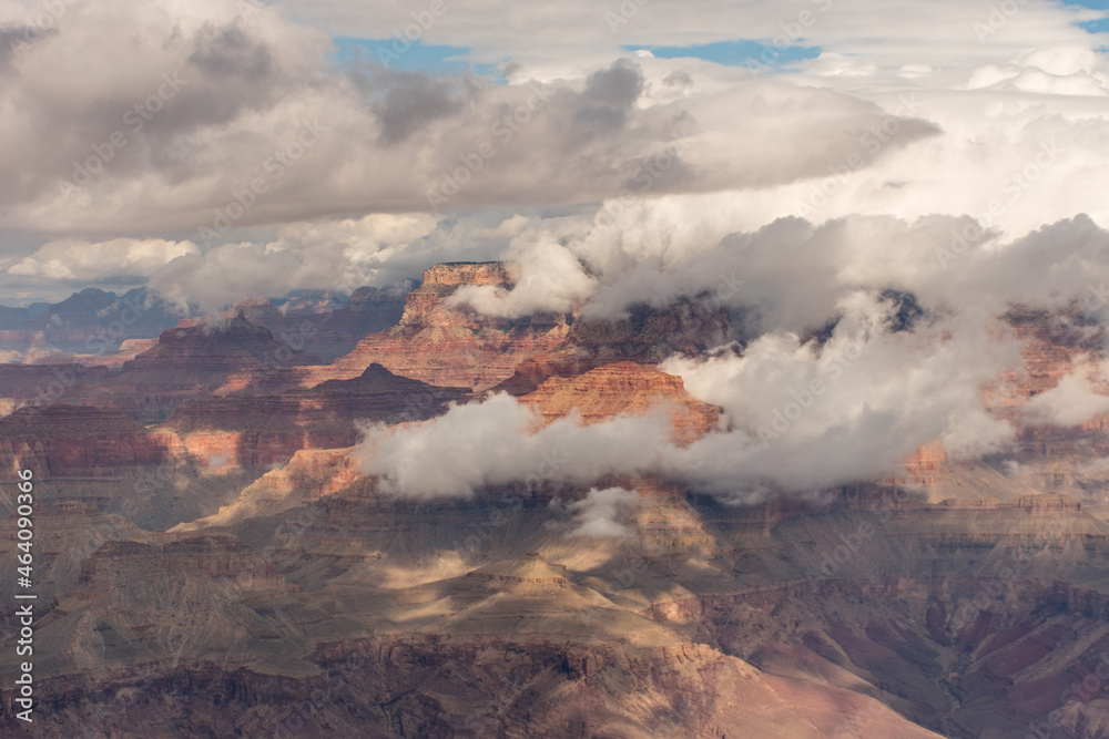 Low hanging clouds in the Grand Canyon