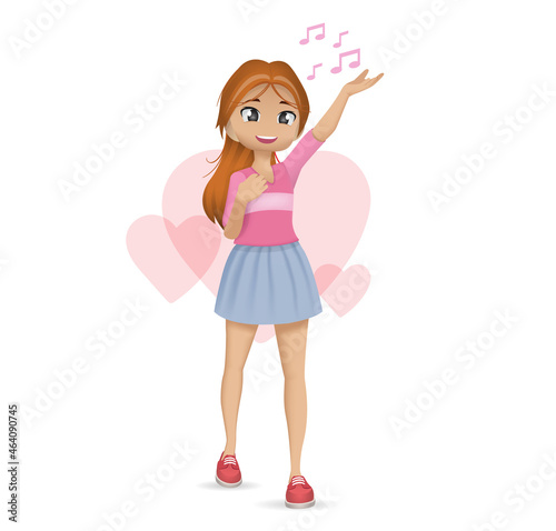 Girl singing. singer character cartoon., vector eps10