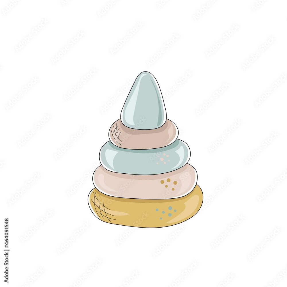 Pyramid children play isolated on white background. Greeting sweet postcard.Vector illustration. Hand drawn Pyramid children play isolated on white background. Greeting sweet postcard.Vector illustration. Hand drawn