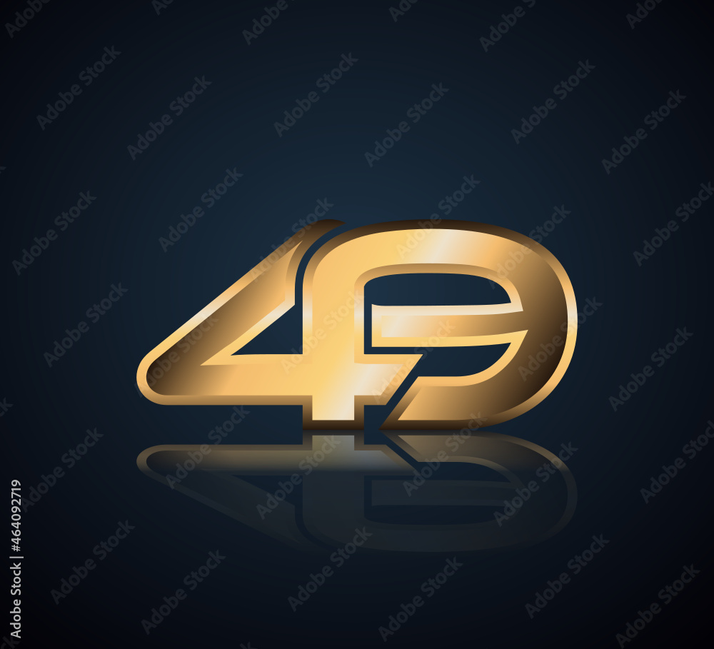 Gold Logo 3D Shine in Dark Background with Realistic Reflection Number 49 Gold Logo 3D Shine in Dark Background with Realistic Reflection Number 49