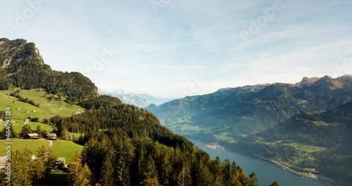 Top of World, Schweiz, Drohnen Flug in Amden mit Blick auf den Walensee und Murg photo