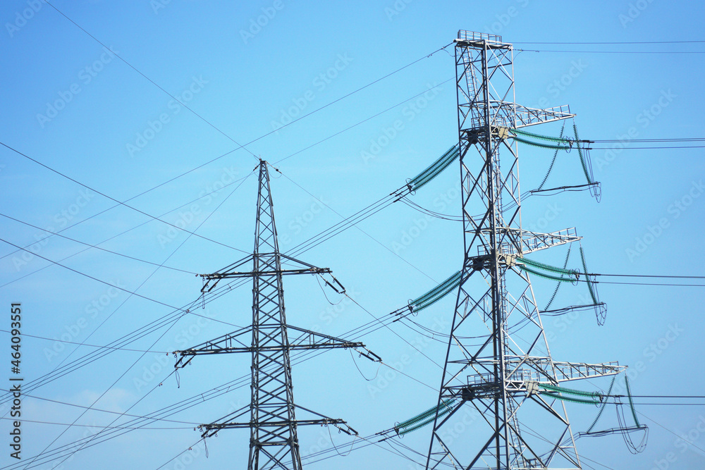 Power transmission towers against the blue sky. Power transmission towers against the blue sky.