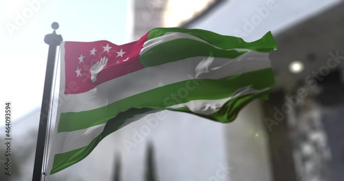Abkhazia national flag. Abkhazia country waving flag. Politics and news illustration