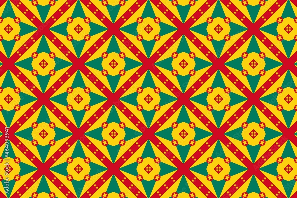 Simple geometric pattern in the colors of the national flag of Grenada Simple geometric pattern in the colors of the national flag of Grenada