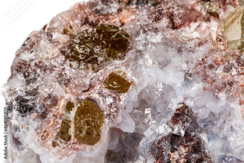 Macro mineral stone.Golden Apatite on a white background