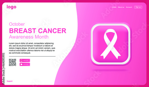 Breast cancer awareness month. Women Health, care.  Women day. Check up. 3D Vector Illustrations. Web banner. Modern design. 
