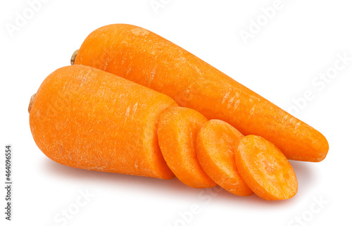 sliced carrot path isolated on white