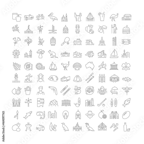 Set of linear icons of Australia
