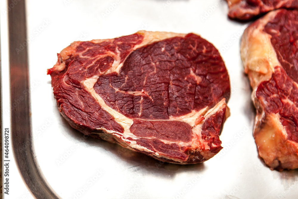Fototapeta premium delicious fresh red meat steaks, prepared for cooking