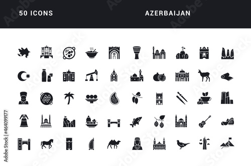 Set of simple icons of Azerbaijan