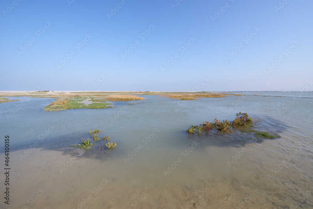High tide in the bay of Somme. Le Hourdel coast