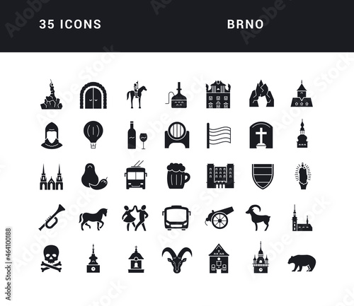 Set of simple icons of Brno