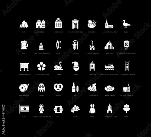 Set of simple icons of Cesky Krumlov
