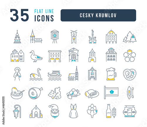 Set of simple icons of Cesky Krumlov