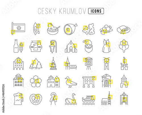 Set of simple icons of Cesky Krumlov